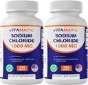 Cloreto de sódio vitamático 1000mg – 365 Comprimidos -2 Garrafas Eletrolítico Replenisher & Hydration Support – Não-GMO, sem glúten