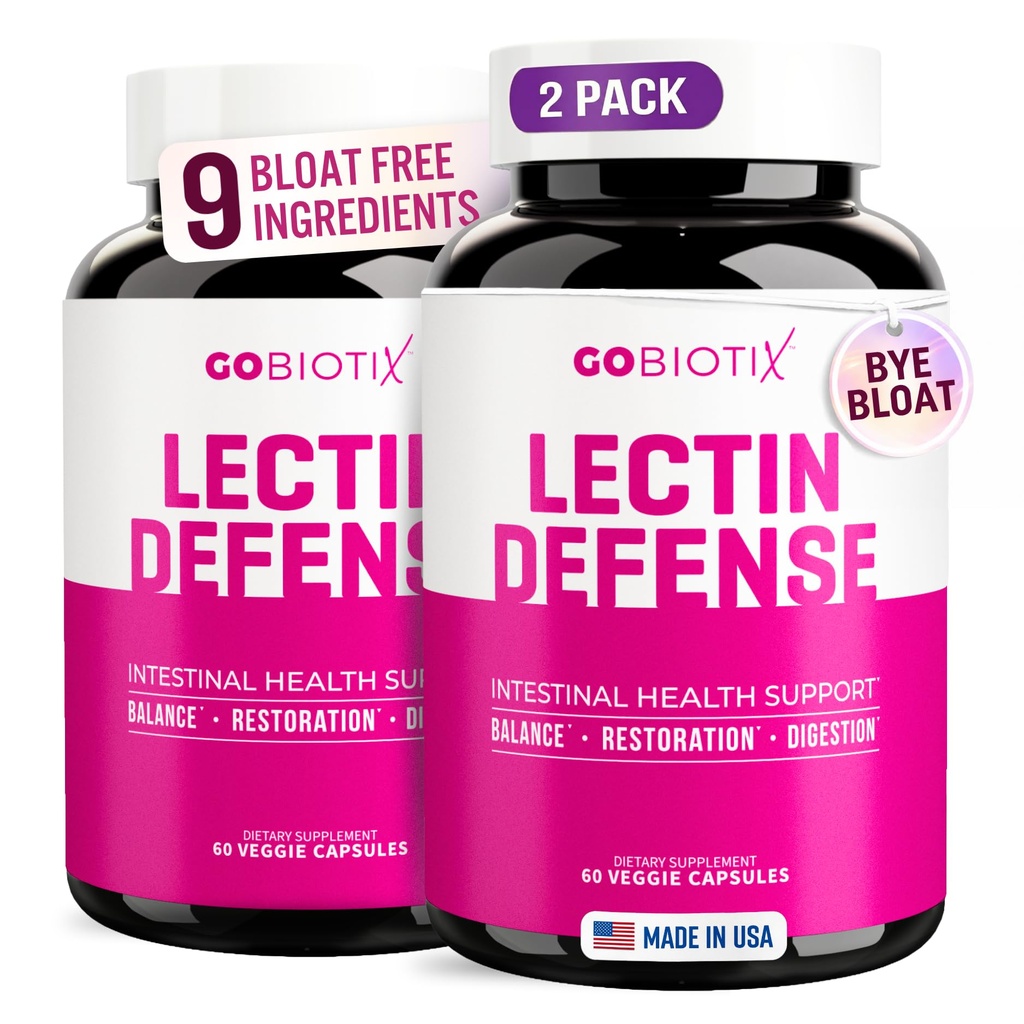 GOBIOTIX Lectin Defense - Suplemento de Bloqueador de Lectina para Gut Leaky com MSM e Enzimas Digestivas - Aids in Intestinal Health for Women and Men - Non-GMO + Gluten Free - 60 Cápsulas (2)