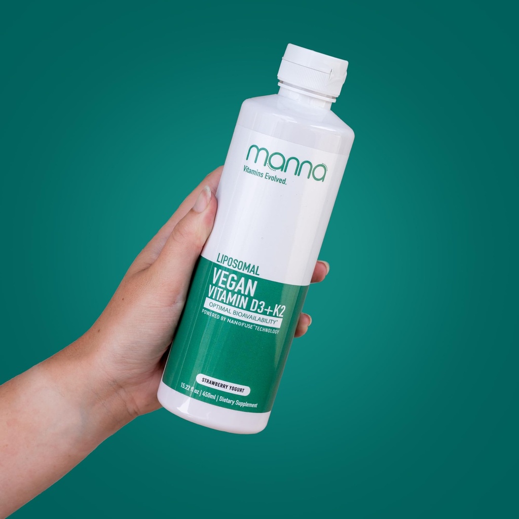 Manna Vitaminas Evolved Liposomal Vegan K2 D3 Suplemento Vitamina - Imune Suplemento de apoio - Vitamina K2 - Suplementos de saúde do coração - Vegan D3 - Vitamina D3 K2 - Vitamina Líquida D3 com K2