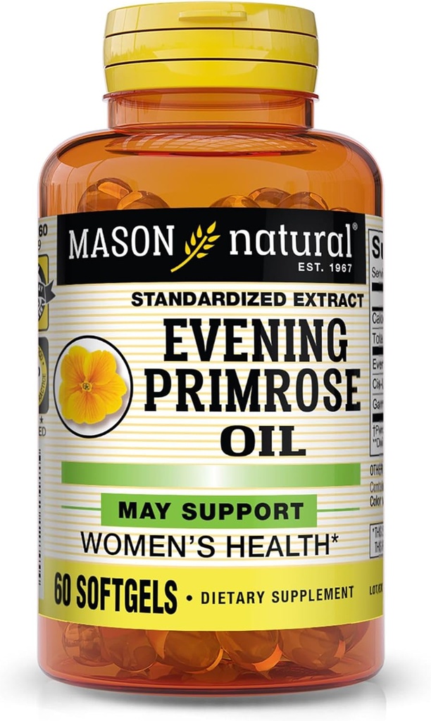 Mason Natural, Evening Primrose Óleo Mulher Saúde Softgels - 60 Ea