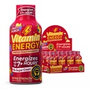 Vitamina Energia Imune+ Força extra Energia Shot Fruit Punch 12 Pack, 260mg Cafeína Natural, B-Vitaminas, Citicolina, Chá Verde, Imunidade e Foco Suporte, Açúcar Zero, Sem glúten 1,93 fl oz