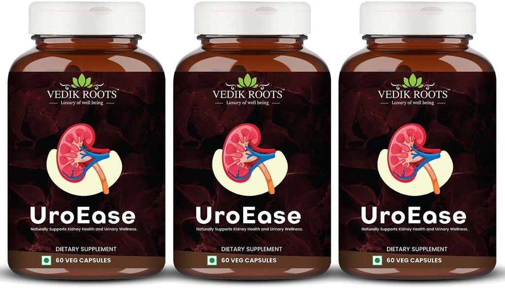 UroEase (Ayurvedic Herbal Supplement for Rimney Health & Uric Acid Levels (Saúde do Trato Urinário) Suporta 180 Veg Cápsulas