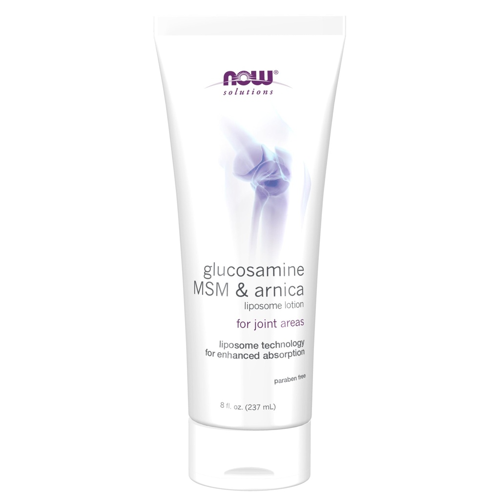 NOW Foods Solutions, Glucosamine, MSM e Arnica Liposome Lotion, For Joint Areas, Liposome Technology for Enhanced Absorction, 8-Ount