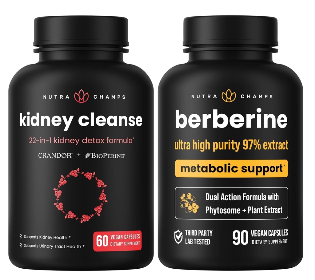 NutraChamps Saúde completa do Rim: Berberine & Rim Cleanse Duo