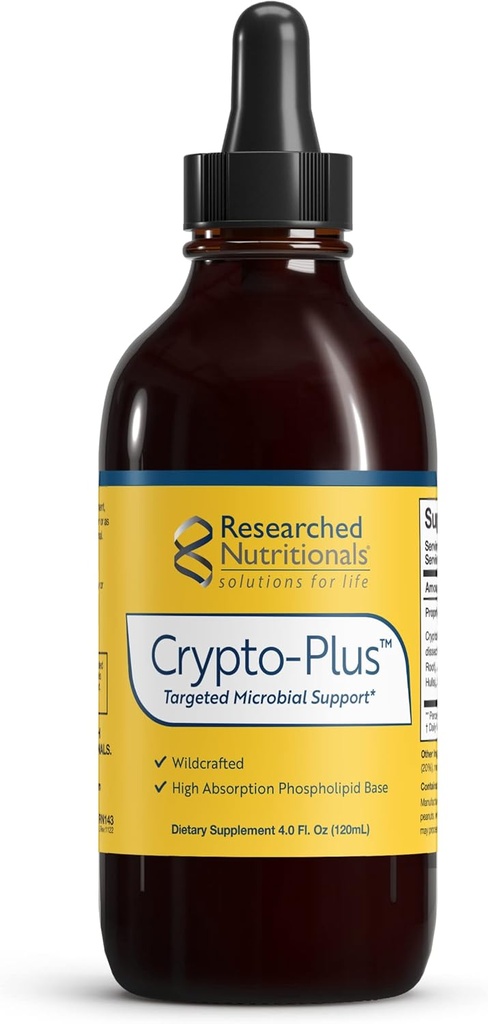 Nutricionales pesquisados Crypto-Plus - Fórmula de suporte Microbial & Imune com Raiz Vermelha, Extrato de Nozes Negras e Entrega de Fosfolipídios para Absorção Máxima de Nutrientes (4 Fl Oz)