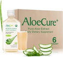 AloeCure USDA Orgânico Aloe Vera Juice Made Within 12 Hrs of Harvest - Puro Suco de Aloe Suplemento Digestivo Natural para Apoiar Digesção, Sistema Imune e Acididade Equilibrada do Estômago, 6 x 500ml Garrafas