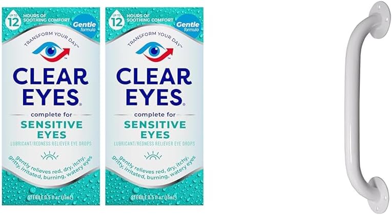 Olhos claros gotas de olhos sensíveis, 2 pacote e unidade médico branco pó-revestido Grab Bar