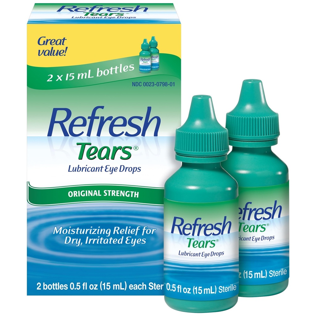 Refresque Lágrimas, Gotas Lubrificantes dos Olhos, 2 frascos .5 fl oz (15 ml)