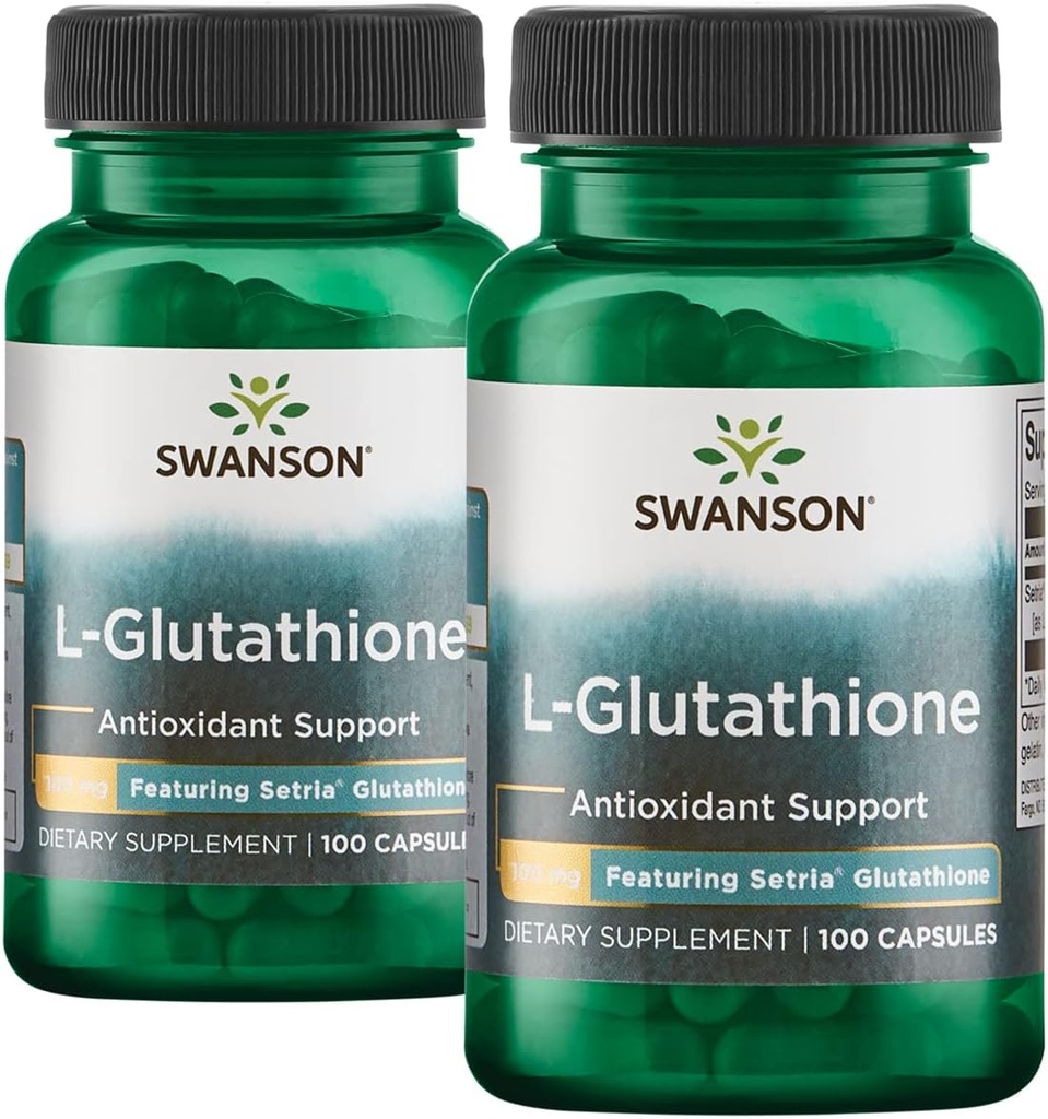 Swanson Amino Acid L- Glutationa 100 Milligrams 200 Cápsulas 2 Frascos