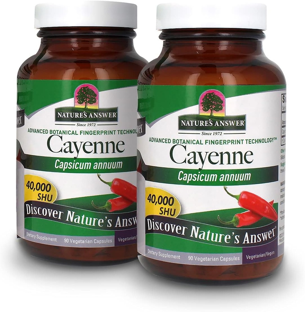 Resposta da natureza Cayenne Pepper Powder Capsule Supplement , 90-Count , Metabolismo Natural Booster , Promove a saúde cardiovascular , Ajuda com a digestão e circulação (Pacote de 2)