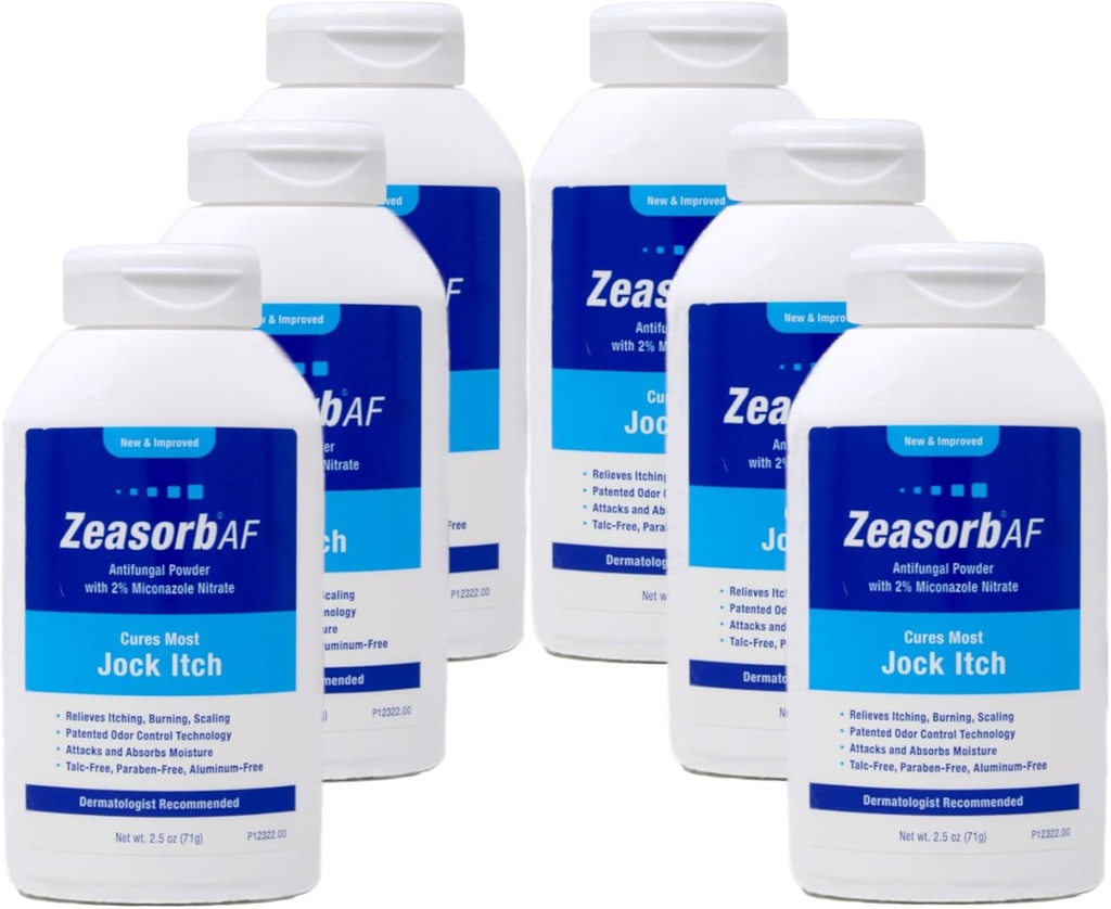 Zeasorb Antifungal Tratamento Pó, Jock Coceira - 2,5 onças, Embalagem de 6