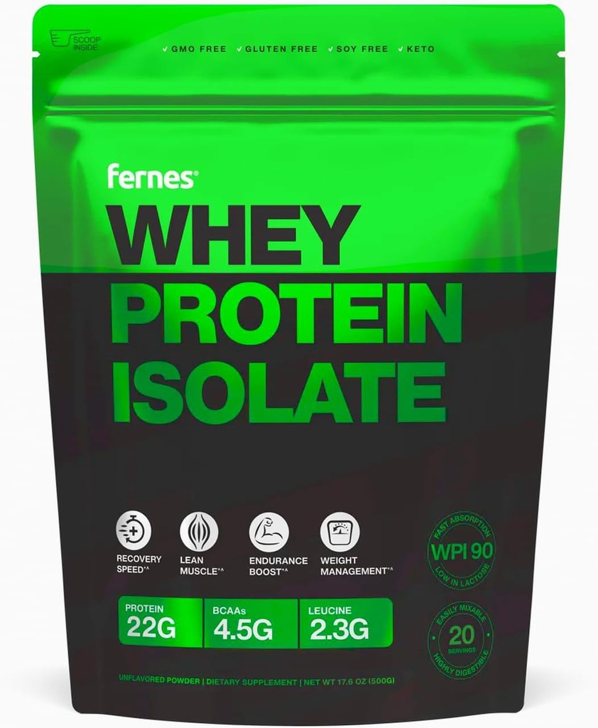 100% Whey Feed Whey Protein Isolate Powder para Mulheres e Homens 22g com 4,5g BCAAs Não-GMO Hormone-Free No Artificials Keto Clean & Pure Low Lactose WPI 90 para Digestibilidade Superior - 20 Servings
