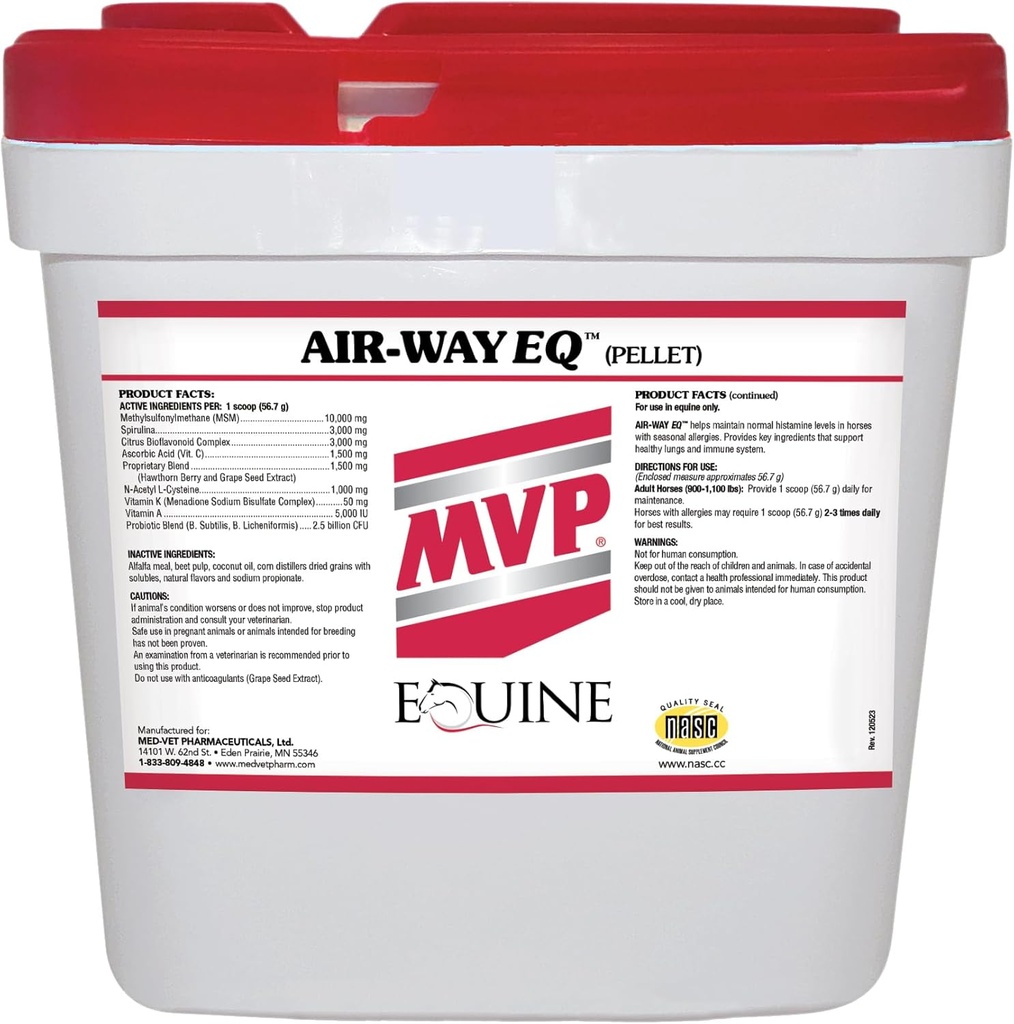 Air-Way EQ (20lb) Suporta função pulmonar saudável e suporte de alergia sazonal em cavalos