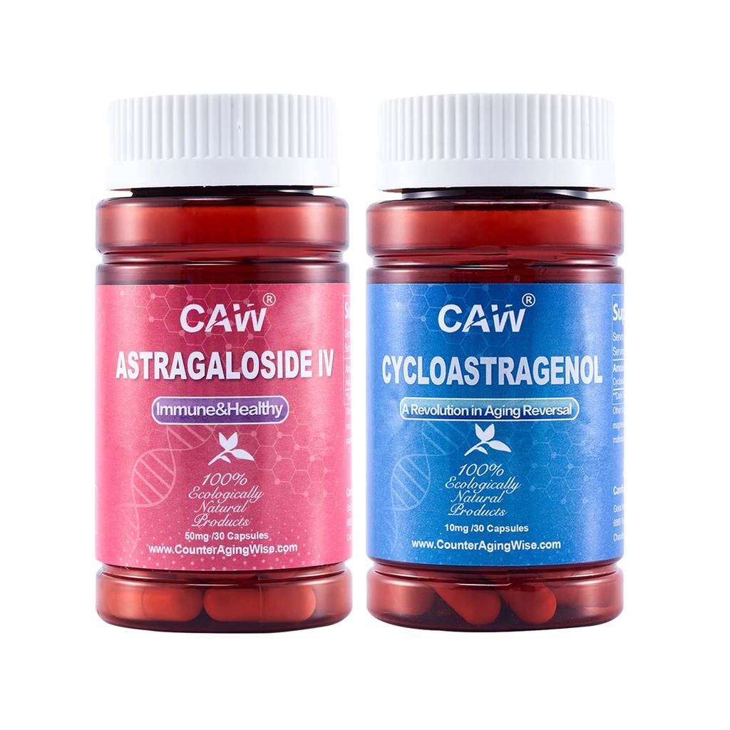 CAW Telomere Suporte Hipersorção Cycloastragenol 10mg 30 Cápsulas e Astragaloside IV 50mg 30 Cápsulas