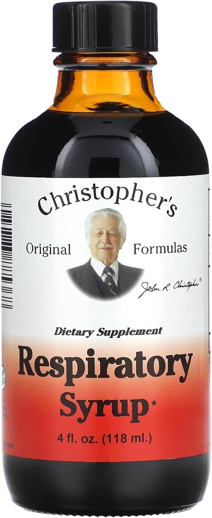 Christopher's Original Formulas Respiratory Syrup 4 onças Suporte de ervas para pulmões, sinusos e saúde brônquica