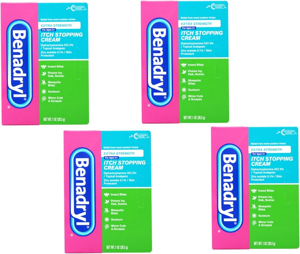 Benadryl Comichão parar creme de força extra 1 oz (Pacote de 4)