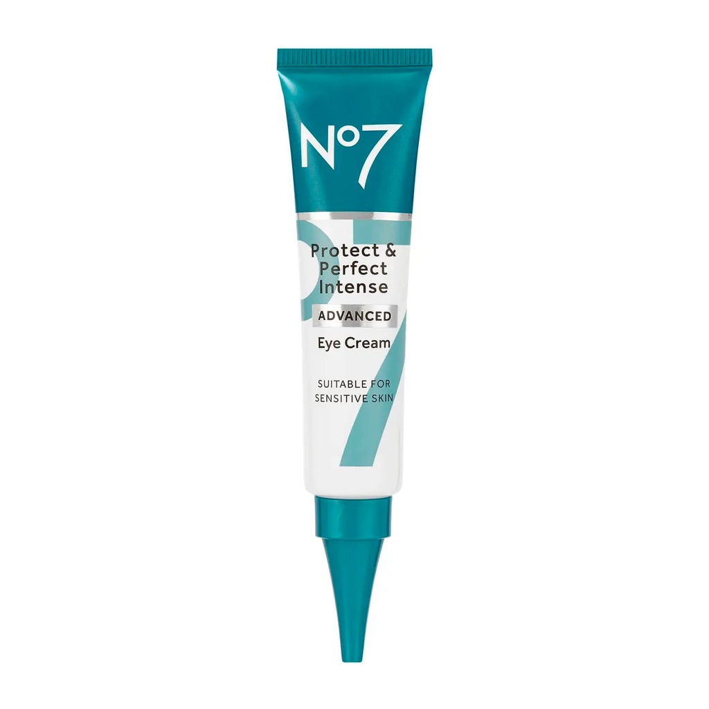 No7 Protect & Perfect Eye Cream - Intenso Advanced Under Eye Cream para círculos escuros - Enriquecido com ácido hialurônico hidratante e manteiga de karité nutritiva para reviver olhos cansados (0,5 Fl Oz)