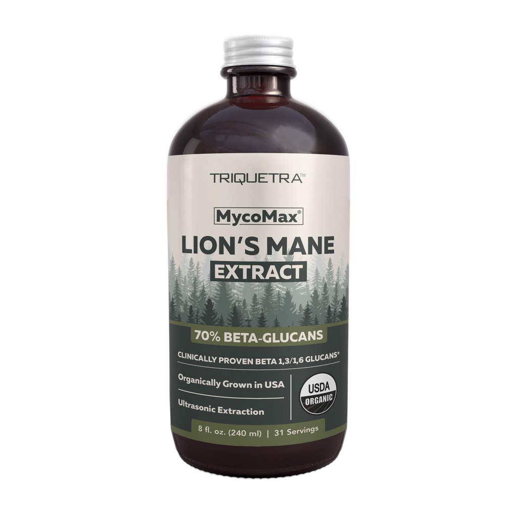 MycoMax Lions Mane Extract - 70% Beta Glucans, Max Potence Organic Lions Mane Supplement, US Grown + Ultrasonic Extraction - 500 mg por serviço - Claridade Mental, Foco e Memória - 8 onças.