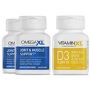 Suporte Conjunto OmegaXL - Suporte Músculo Natural / Imune, 60 Softgels (2 Pack) e VitaminaXL D3 de alta potência Vitamina D 5000 UI 125mcg Suplemento (30 Softgels)