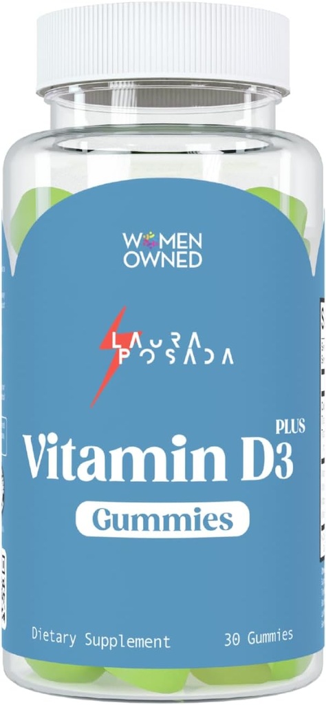 Laura Posada Vitamina D3 Plus Gummies 30 Conde D3, A, K para Absorção de Cálcio, Suporte Imune de Menopausa, Saúde Óssea e Cardíaca, Otimização Hormonal – Sem Glúten Glúten Glueno 100% Natural Made in USA
