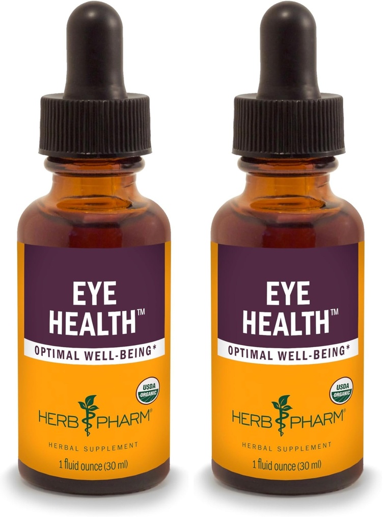 Herb Pharm Eye Health Fórmula de ervas líquidas com extratos de mirtilo e Goji - 1 onça (Pacote de 2)