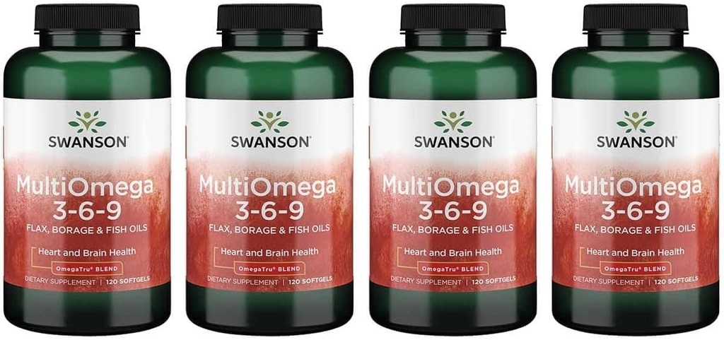 Swanson Multiomega 3-6-9 (Flax Borage Fish) 2400 Milligrams 120 Sgels (4 embalagem)
