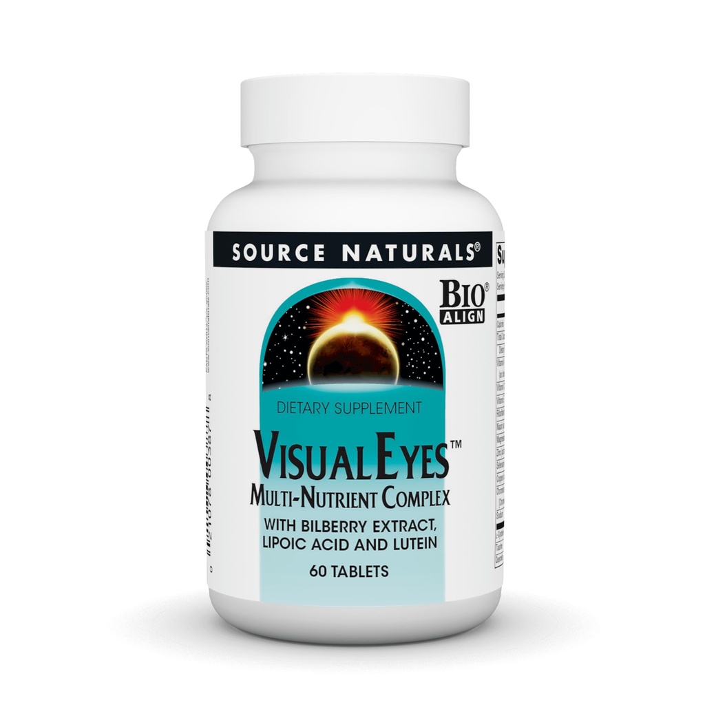 Fonte Naturals Visual Eyes Suplemento dietético - Complexo multi-nutriente com extrato de mirtilo, ácido lipoico e Luteína - 60 Comprimidos