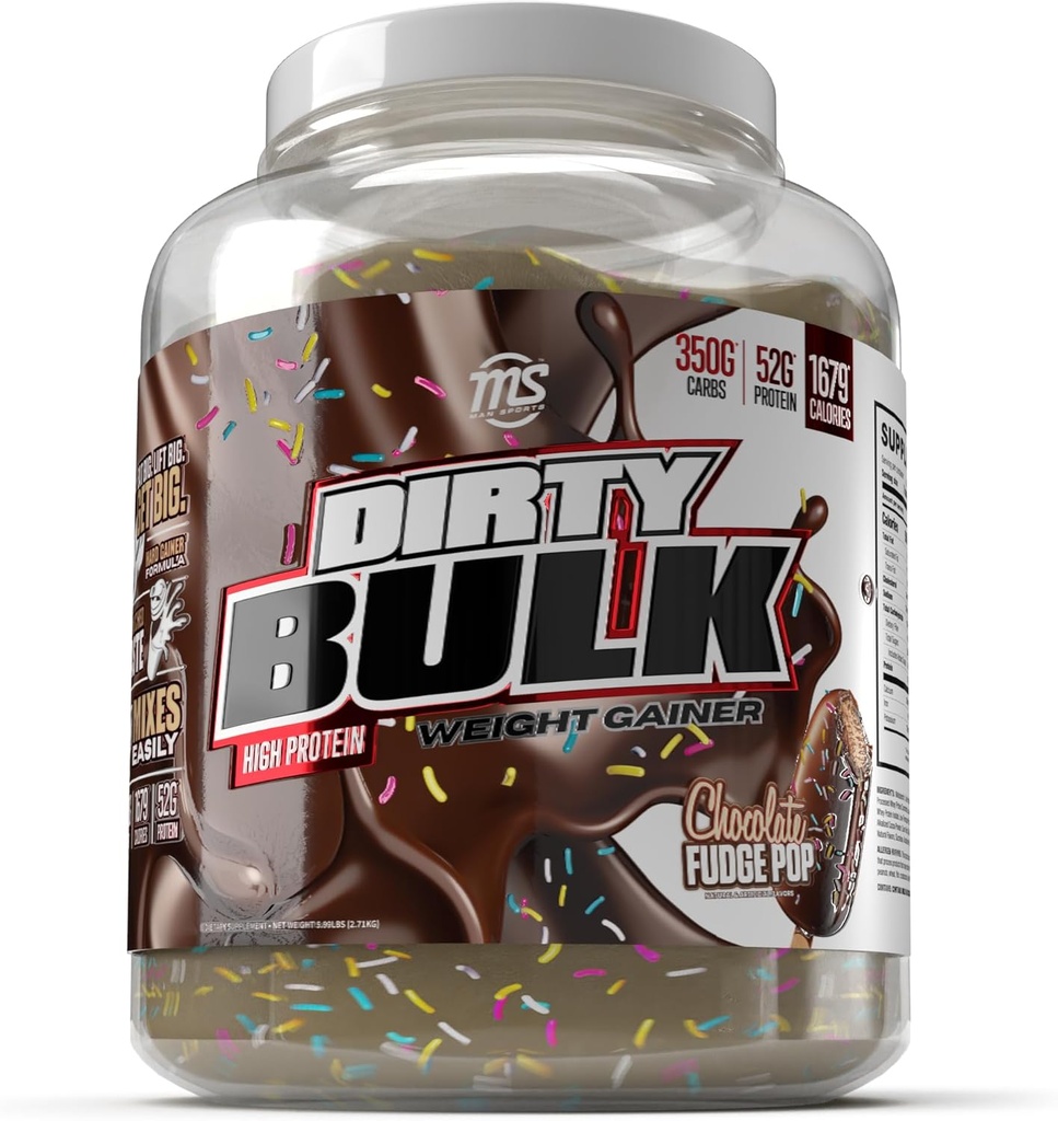 MAN Sports - Sujo Bulk: Chocolate Fudge Pop Pó Gainer Alto Peso Proteína com 52g de proteína