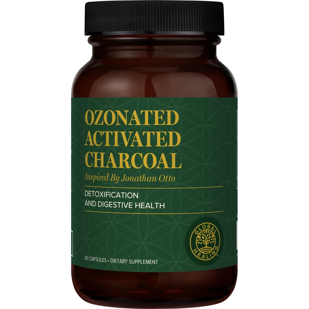 Centro de cura global - Pó de carvão ativado ozonizado - Detox digestivo avançado que adsorve compostos internos indesejados - Ajuda a aliviar o desconforto ocasional do gás - 60 comprimidos de carvão ativado