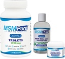 KALA SAÚDE MSMPure Pacote inicial com comprimidos HSH 120 Conde, MSM Muscle & Joint Cream 2oz e HSH Gel com Aloe 8oz orgânico