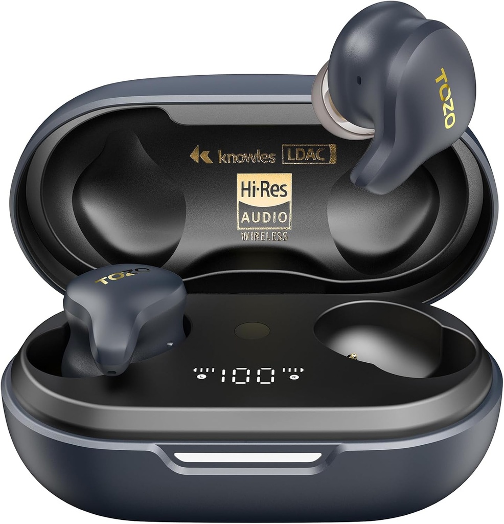 Tozo Golden X1 Wireless Earbuds Controlador de Armadura Equilibrada e Driver Híbrido Dinâmico, Auscultadores Bluetooth OrigX Pro, LDAC & Hi-Res Áudio sem fio, Ruído Cancelamento Headset Galaxy Blue/Black