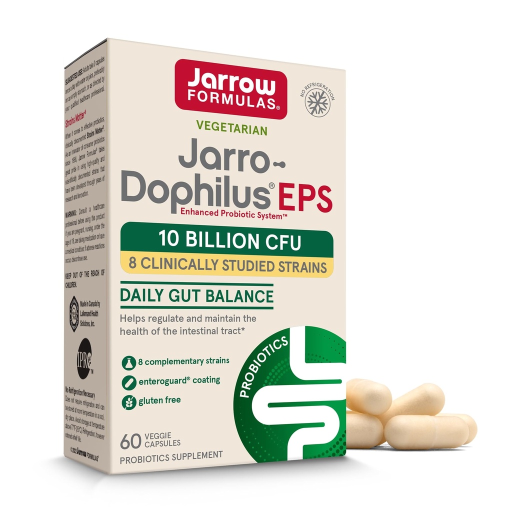 Jarrow Formulas Jarro Dophilus Probióticos 10 Bilhões UFC - Probiótico Suplemento Cápsulas para Saúde Digestiva & Gut Saúde para Mulheres e Homens, 60 Cápsulas Veggie, Até 30 Dias, Estable de prateleira