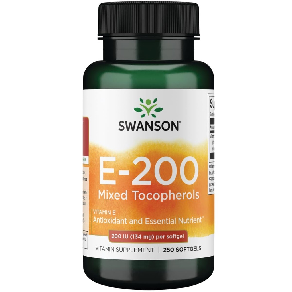 Swanson Vitamina E Tocoferols mistos 200 Iu (134 miligramas) 250 Sgels