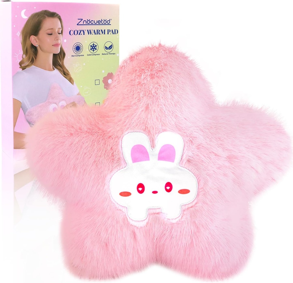 Almofada de aquecimento microwavable para Cramps período alívio da dor- Almofada de microondas para mulheres com pacote de calor úmido para ombro pescoço bonito macio compressão aconchegante Pad Plush estrela Valentines presentes para meninas