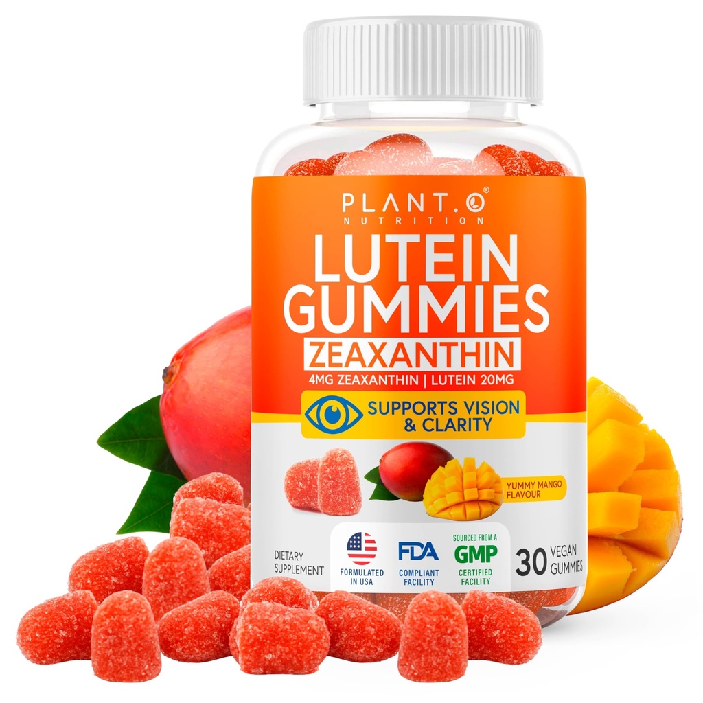 Lutein & Zeaxanthin Gummies - Delicious Vegan Eye Health Vitaminas Clinicamente Estudei 20mg Lutein e Zeaxanthin para visão claridade alívio olho seco e Blue Light Support