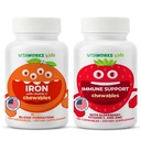 Crianças Ferro 10mg + Vitamina C Mastigables + Elderberry + Zinco + C Mastigables Bundle
