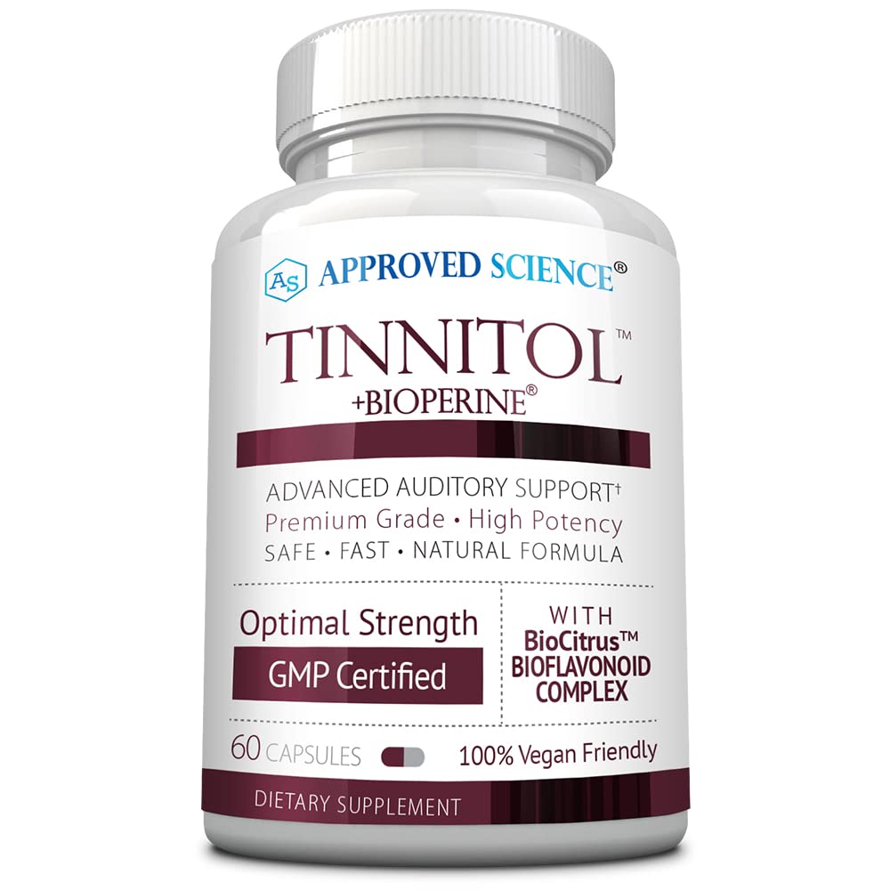 Aprovado Ciência Tinnitol - Tinnitus Supplement - Fase Ringing in The Ears - Boost Inner Ear Health - 60 Cápsulas - Made in the USA