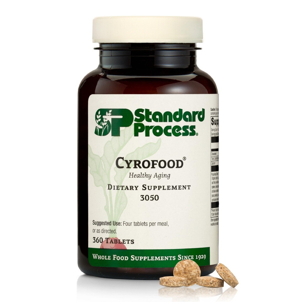 Processo padrão Cyrofood - Suplemento de suporte de envelhecimento saudável - Suplemento nutricional com Adrenal Bovino, Pó de Cogumelo Reishi, Cenoura Orgânica e Mais - Suplemento inteiro baseado em alimentos - 360 Comprimidos
