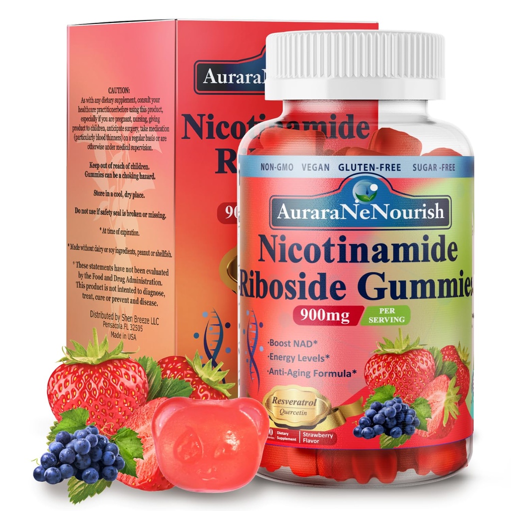 NAD Suplemento chicletes sem açúcar, NAD Nicotinamida Riboside Resveratrol 900mg w. Quercetina, Colágeno Biotina e Vitamina, alta potência NAD Resveratrol Suplementos para Anti envelhecimento, Energia, Foco