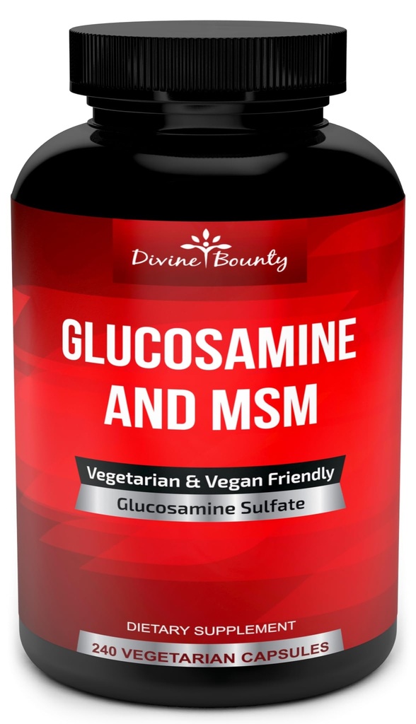 Divine Bounty Glucosamina Sulfato Suplemento (2000mg por serviço) com HSH - 240 Cápsulas Vegetarianas Pequenas - Sem Shellfish ou Aditivos Nocivos