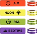Etiquetas de papel permanente de etiqueta de instrução de medicamentos AM NOON PM hora de dormir para pill case Planner 0.4 * 1.6inch (500 por rolo 4 Pack)