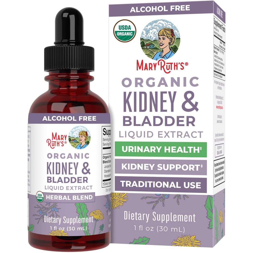 MaryRuth Organics Herbal Supplement Drops Suporte Renal & Sistemas Urinários Juniper Berry Cleavers Dandelion Hawthorn & Chanca Piedra Vegan Não-GMO 1 Fl Oz