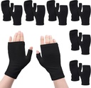 6 pares Eczema sem dedos luvas hidratante para adultos algodão durante a noite mãos secas (preto)