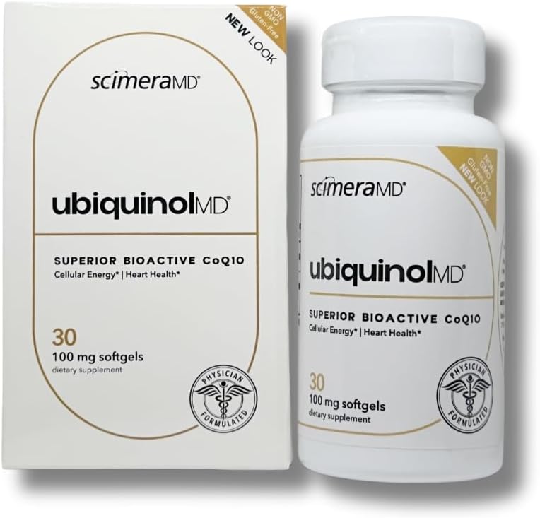 ScimaMD® Ubiquinol Coenzima Q10 Kaneka QH Suplemento antioxidante para a saúde do coração e produção de energia celular, 30 CT