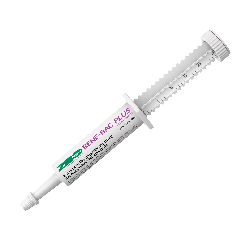 Pet-Ag Zoologic Bene-Bac Plus Mammal Gel - 30 gm Seringa - FOS & Probióticos para cães, gatos, mamíferos exóticos e selvagens