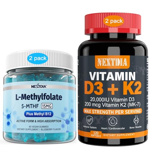 Vitamina D3 20.000 UI + K2(MK7) 200mcg, L-MetilFolato 15mg e pastilhas Metil B12