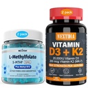 Vitamina D3 20.000 UI + K2(MK7) 200mcg, L-MetilFolato 15mg e pastilhas Metil B12