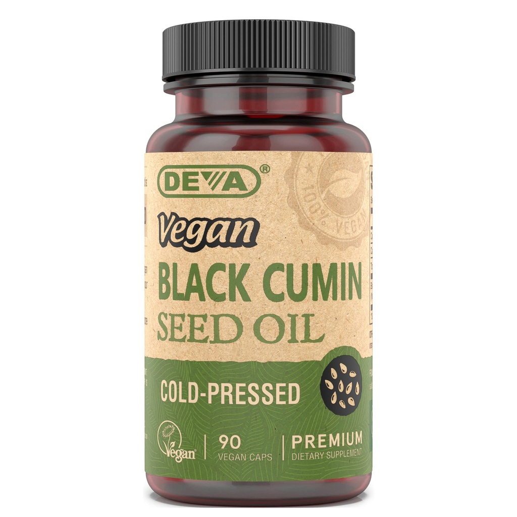 Deva Vegan Nutrition Black Cumin Seed Oil, Frio, Não refinado, 90 Cápsulas (Pacote de 3)