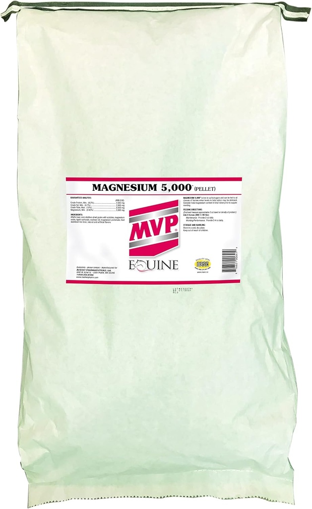 MVP Magnésio 5.000 (bolsa de 50lb) calmante/metabolismo/músculo Apoio à função para cavalos
