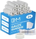 Pacote médico D&H de 24 Gauze Bandage Roll 4 polegadas x 4 jardas - Envoltório médico Gauze para cuidados de feridas - Rolos de manga de algodão fácil de usar para aperto de mão